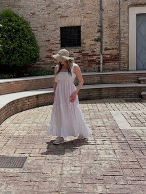 Zara White Pleated Maxi Dress Size S